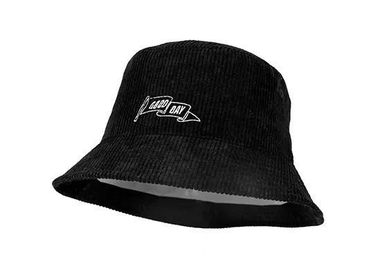 black corduroy bucket hat