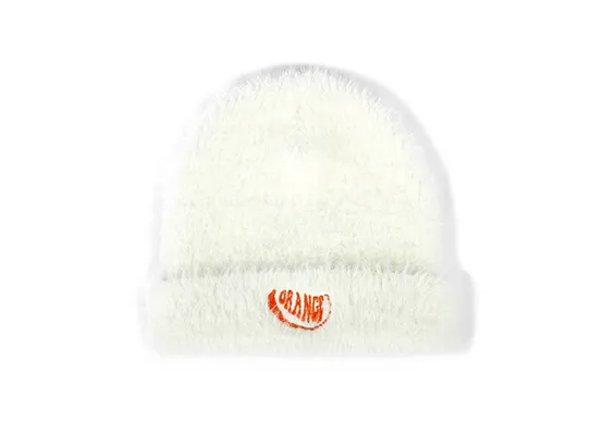 fuzzy white beanie