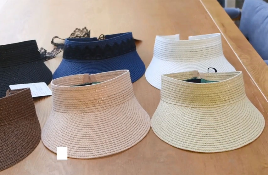 カスタム女性用UVプロテクション夏サンストローバイザー帽子キャップ