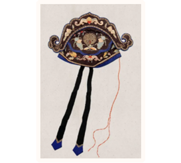 偶数刺繍の学者スタイルの「幸福と長寿」子供の帽子